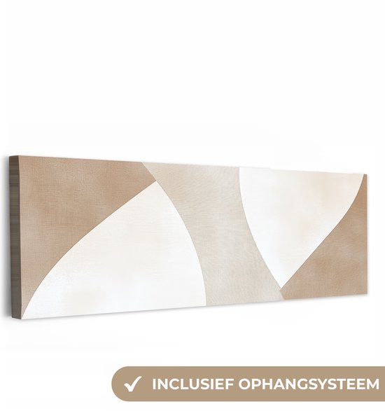 Canvas schilderij 150x50 cm - Exclusieve wanddecoratie Bruin - Japandi - Abstract - Muurdecoratie woonkamer - Slaapkamer decoratie - Kamer accessoires - Schilderijen op canvas