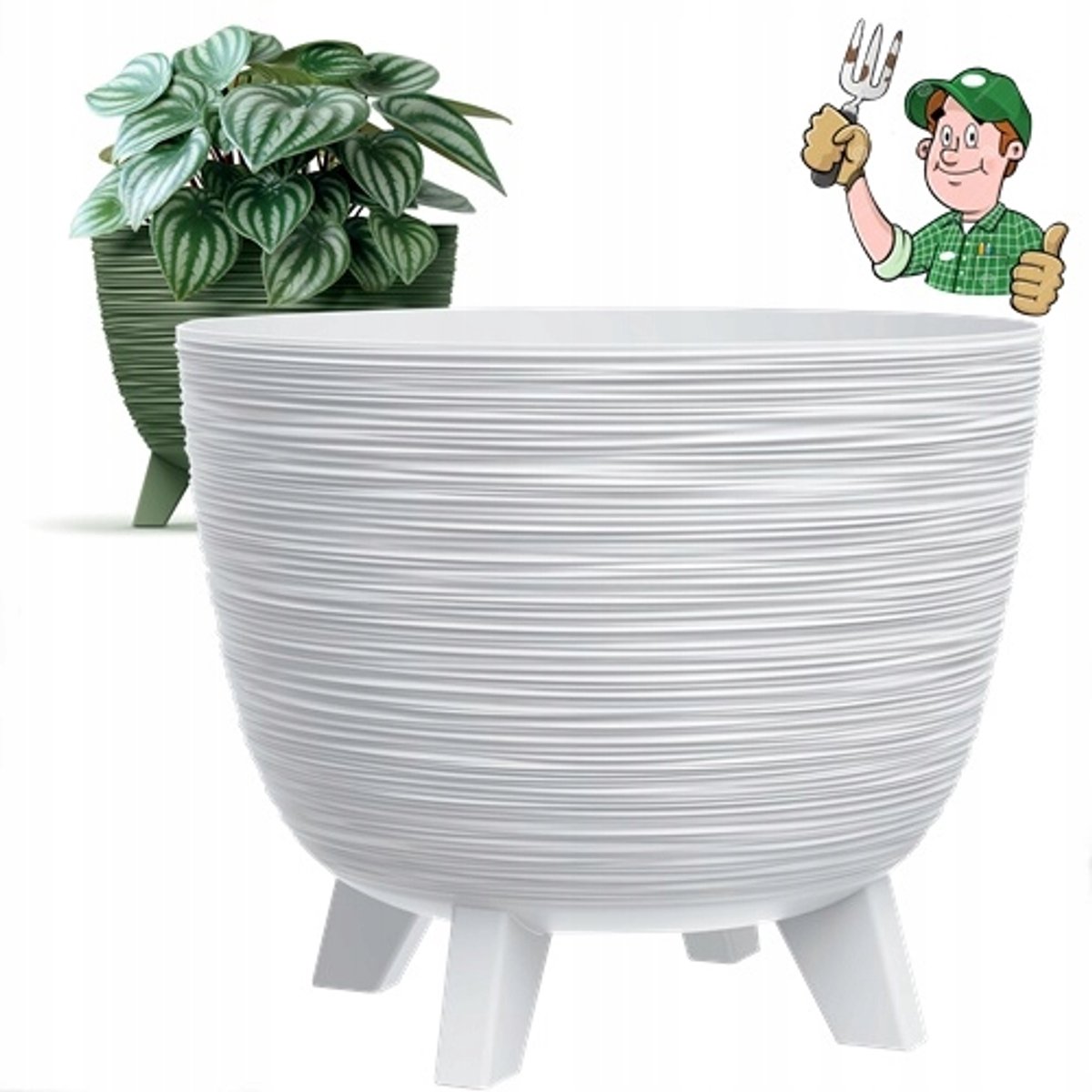 Witte Plastic Pot 30cm 9,5L met Voeten - Stijlvolle plantenbak