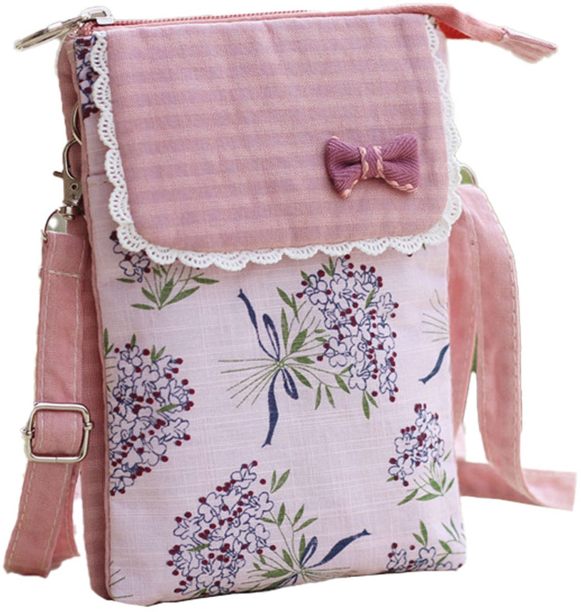 TuseRxln Schoudertas Voor Mobiele Telefoon Voor Dames - Telefoontasje Met Portemonee Schoudertas - Compact En Verstelbaar - 1 Stuk - Wandelen En Reizen Rood-Roze
