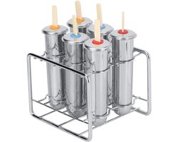 Allecto plus - IJslollyvormen van 304 roestvrij staal - Set van 6 stuks - Ronde kop - Dubbele groef - Keuze uit diverse vormen