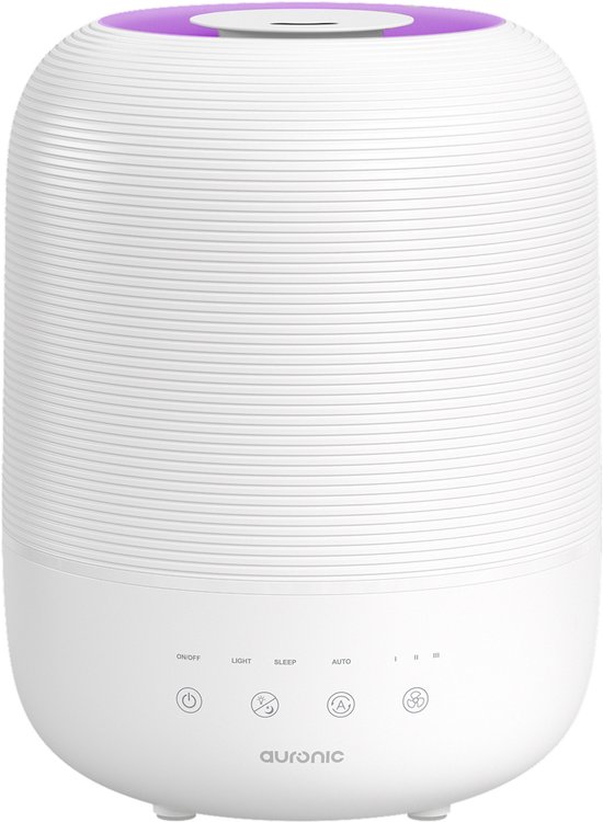 Humidificateur Auronic - 3 litres - Convient pour salon, bureau, chambre, Chambre de bébé et plus encore - Sans BPA - Wit
