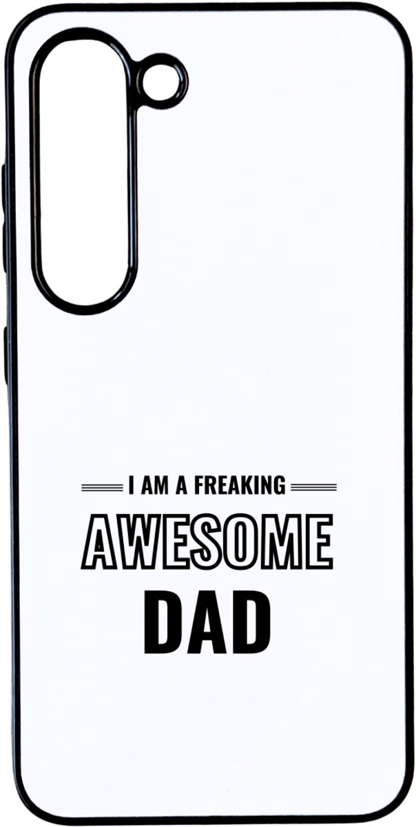 Hacebo® - I am a freaking awesome dad telefoonhoesje - de meest geweldigste vader - telefoonhoesjes - vader cadeautjes - vaderdag - verjaardagscadeau - verjaardag - cadeau - geschenk - kado - hoesje geschikt voor Samsung Galaxy S23