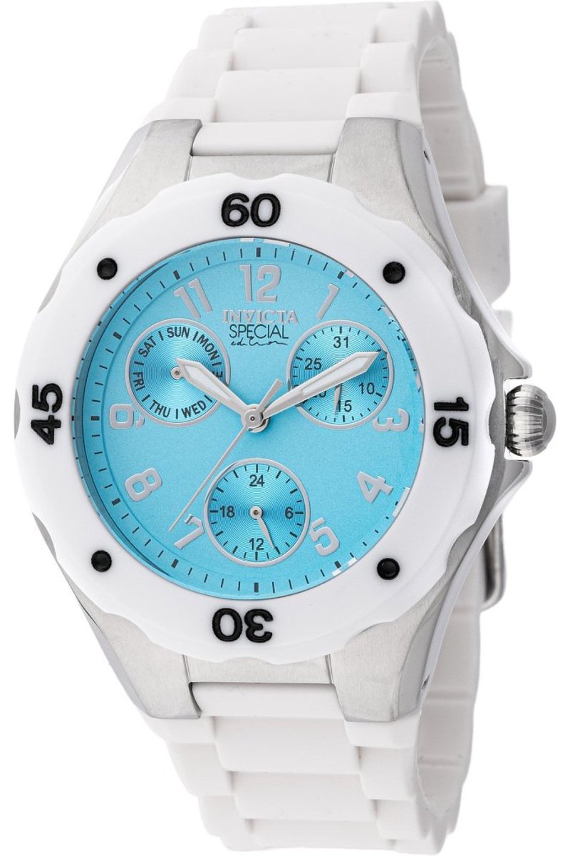 Invicta Angel 48404 Dames Horloge - Waterdicht - Analoog - Quartz Uurwerk - Roestvrij Staal met blauwe Wijzerplaat - 38mm