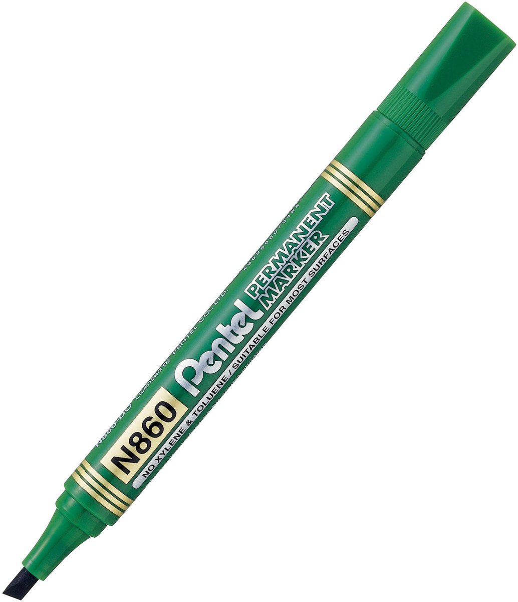 Pentel N860 Permanente Marker Groen - Schuin, 4.5mm