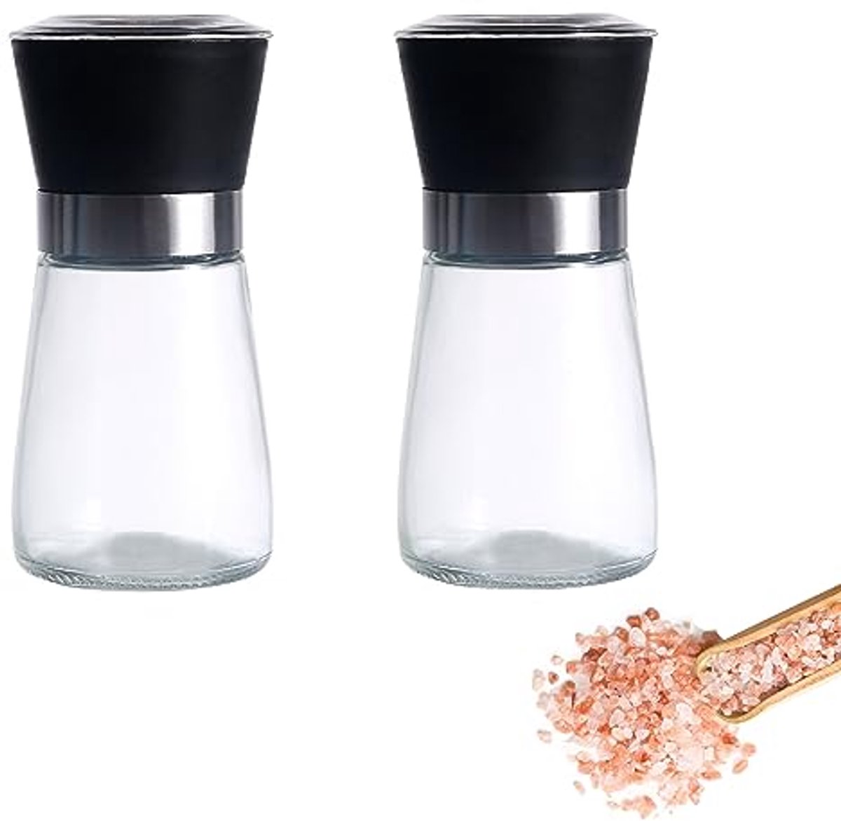 Set van 2 kruidenmolens met verstelbaar keramisch maalwerk - Zout en Peper Separaat