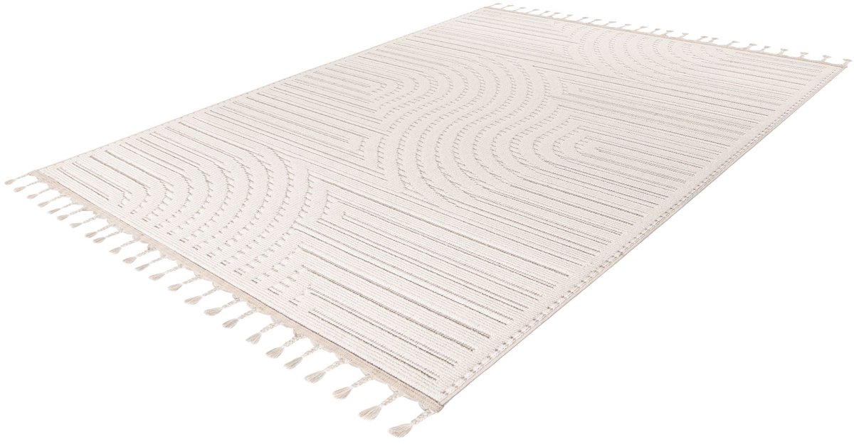 Lalee Luxor Vloerkleed - Berberstijl - Laagpolig - Wit Creme - 3D-effect - Comfortabel en Onderhoudsvriendelijk