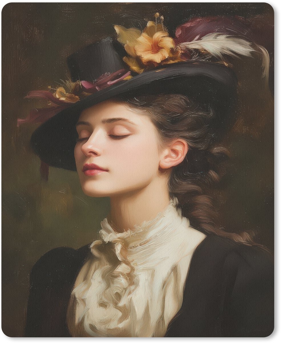 Muismat 19x23 cm - Mousepad Vrouw - Victoriaans - Portret - Muismatten