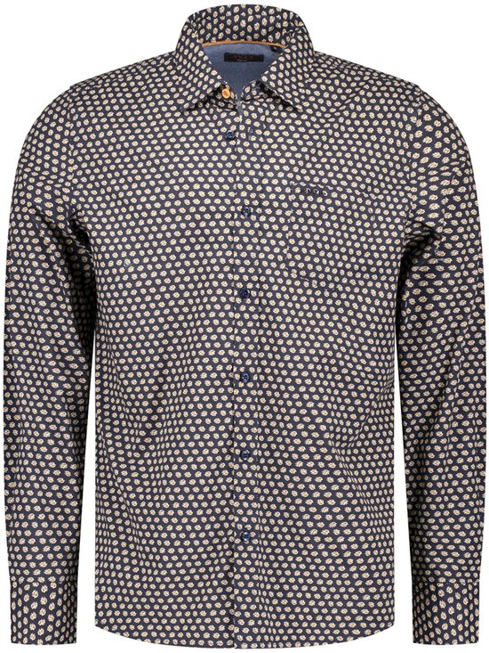 NZA - Blauwe katoenen overhemd stretch