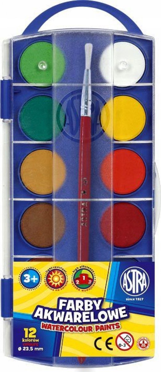 ASTRA Waterverf Verf 12 Kleuren - Super Dekkend