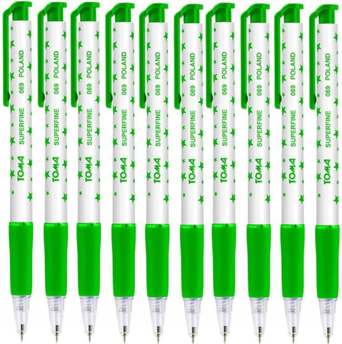 Toma Superfine 069 automatische pen groen - Set van 10