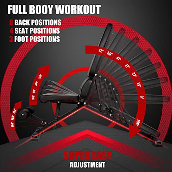 Verstelbare Gewichtsbank – Snel Opvouwbaar Voor Thuis – 10 Standen – 700 Lbs Draagkracht – Ideaal Voor Full Body Workout