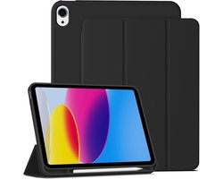 Hoes geschikt voor iPad A16 hoes - ipad 2025 hoes Zwart - iPad (A16) 11th/10th Generation Case(2025/2022) met pencil houder - Smart bookcase