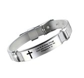 Christelijke Armband - I Can Do All Things Through Christ Who Strengthens Me - Philippians 4:13 - Heren & Dames Armband - Verstelbare Bracelet - Geloofssieraad met Bijbeltekst - Inspirerend Cadeau voor Christenen - Zwart & Zilverkleurig