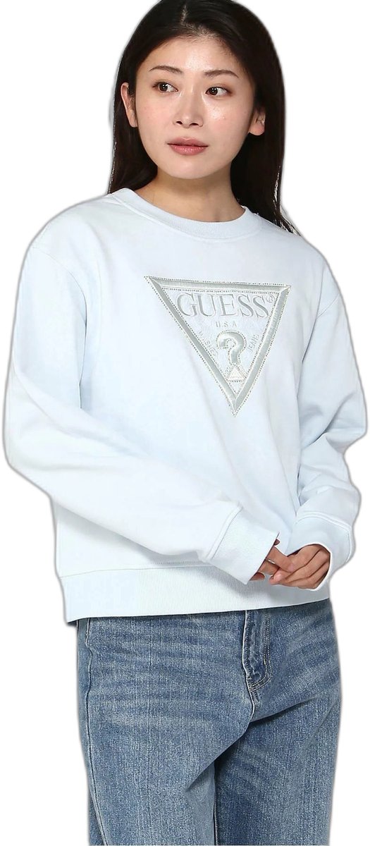 Guess Cn Lace Triangle Sweatshirt Blauw S Vrouw