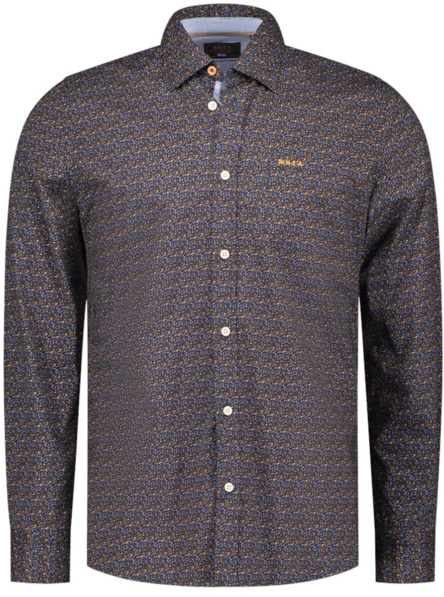 NZA - Blauw katoenen stretch overhemd