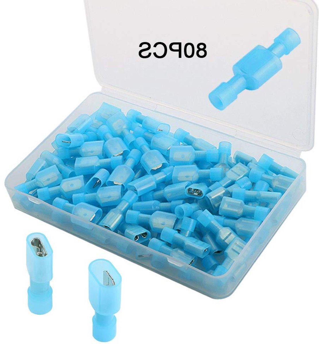 JHubers Goods - 80 stuks Premium Geïsoleerde Draadconnectoren, Krimp Terminal, Nylon Mannelijke & Vrouwelijke Connector - Blauw (40 paar)