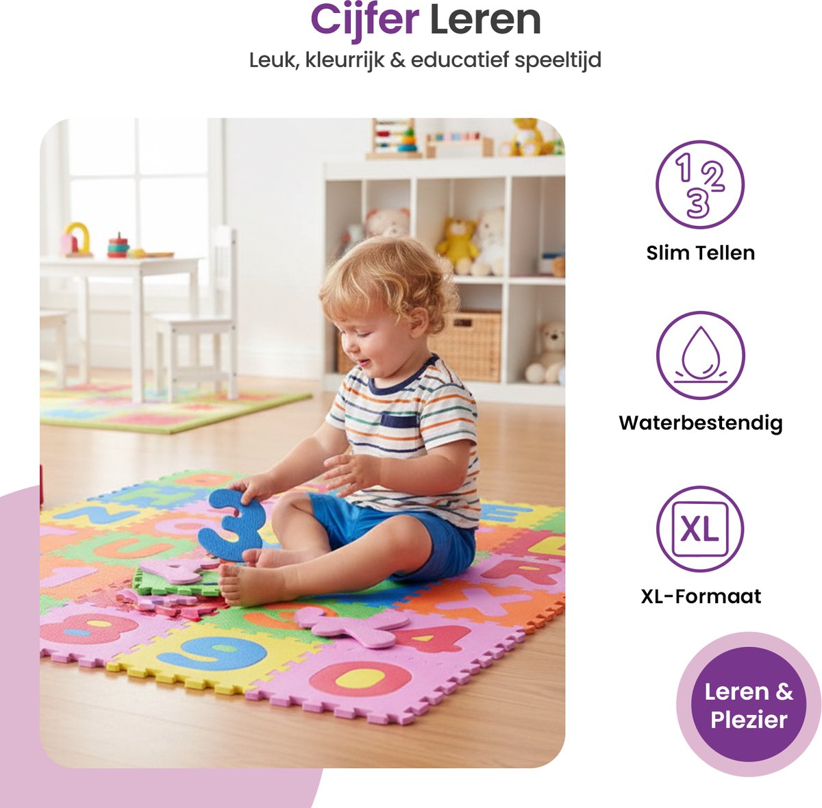 Gofun Speelmat Baby XL - 180x180cm – Speelkleed - 86-delige Puzzel – Foam – Opvouwbaar – Tegels – Speeltapijt – Multicolor — afbeelding 7