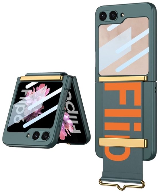 Coque arrière Lunso compatible avec Samsung Galaxy Z Flip 7 FE / Z Flip6 avec dragonne - Vert