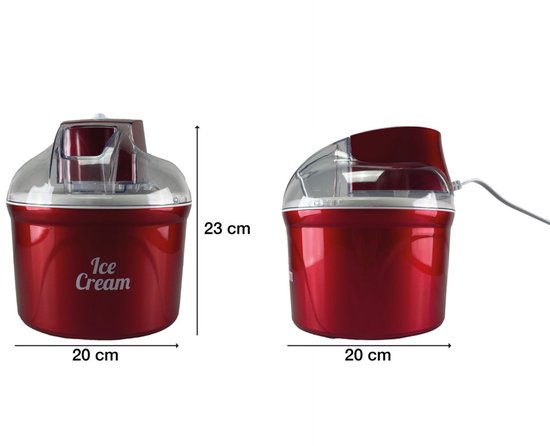 Beper IJsmachine - IJsmaker - Ice Cream Maker - Sorbetmaker - 1,8L - Rood — afbeelding 4