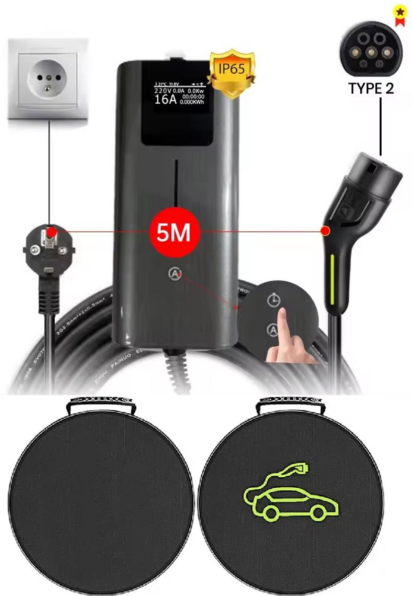 Junsun SYCDQ1165AG Type 2 Laadkabel - Slimme Mobiele Thuislader