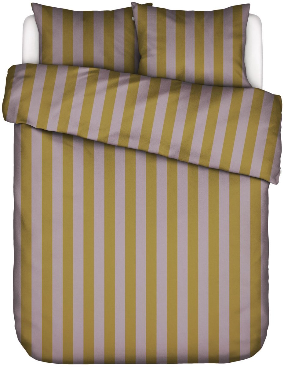 Essenza Minte Stripe Dekbedovertrek Pale purple - Olive - Tweepersoons – 200x200/220 cm