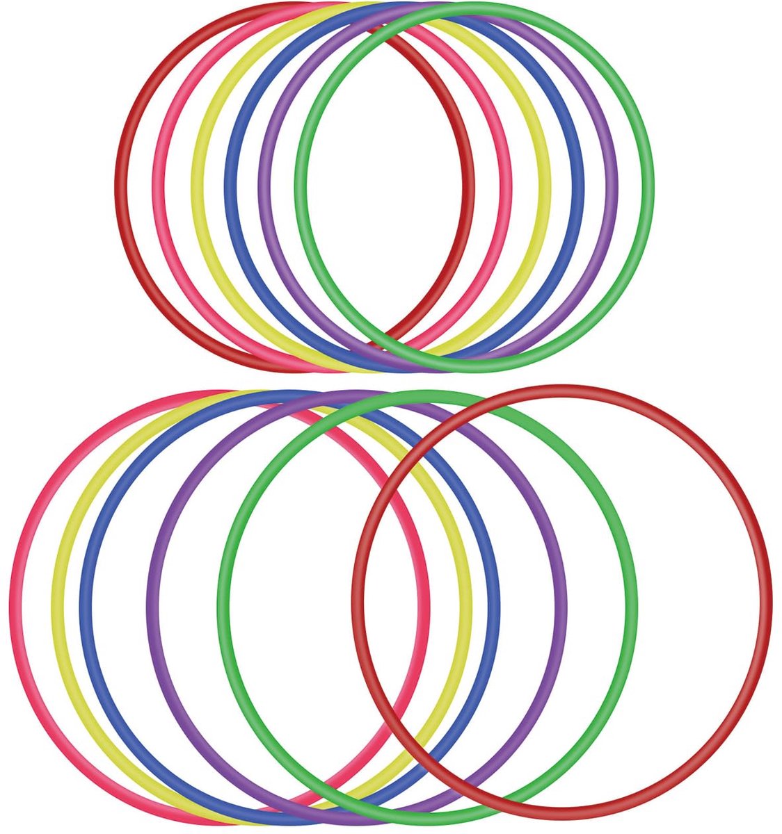Toss Ringen Set 12 Stuks - Kunststof, 18 cm en 25 cm - Voor Kinderen, Binnen en Buiten, 6 Kleuren