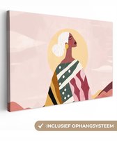 Tableau sur toile 120x80 cm - Décoration murale Femme - Soleil - Coloré - Décoration murale salon - Décoration chambre à coucher - Accessoires de chambre - Tableaux sur toile