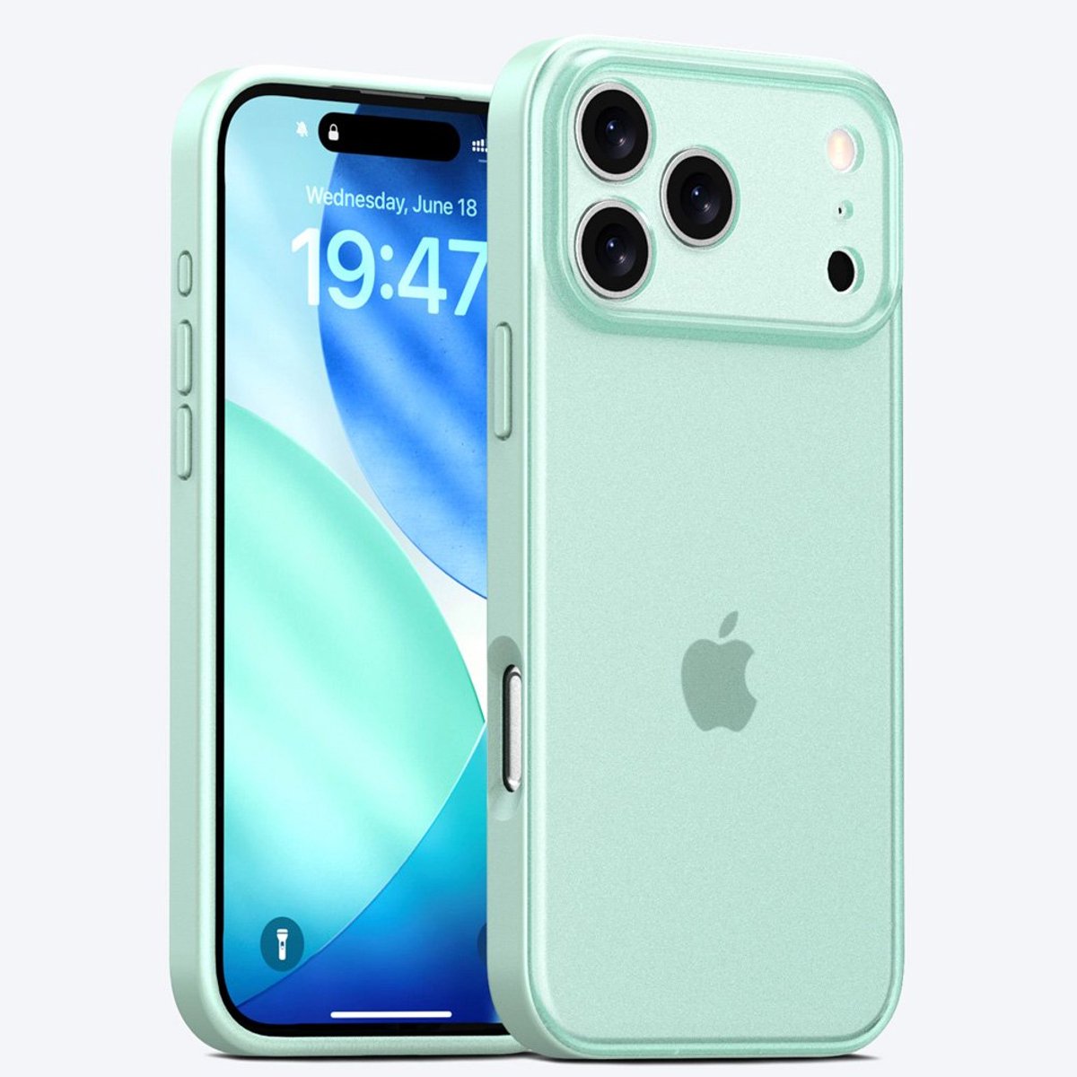 Mobiq - Frosted Rugged Bumper Hoesje geschikt voor iPhone 17 Pro Max - turqoise