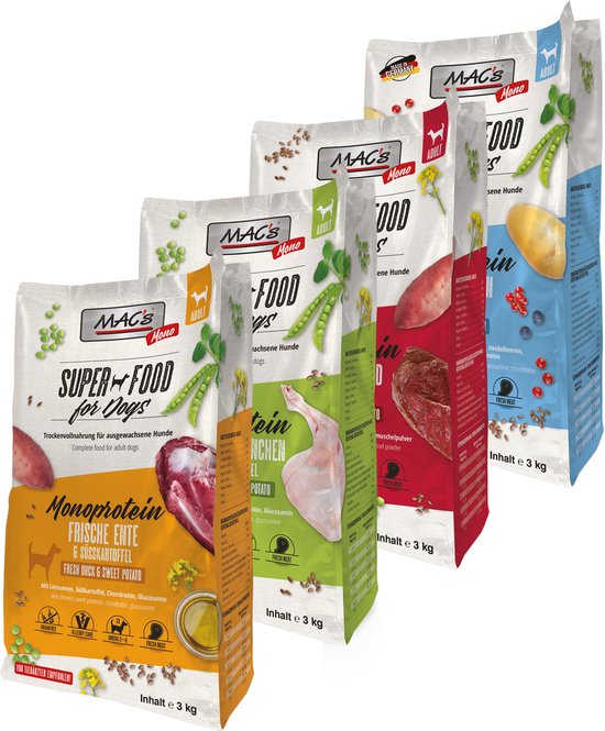 MAC's Superfood Nourriture pour chiens sèche pour chiens - Kip Mono et pomme de terre - 3kg