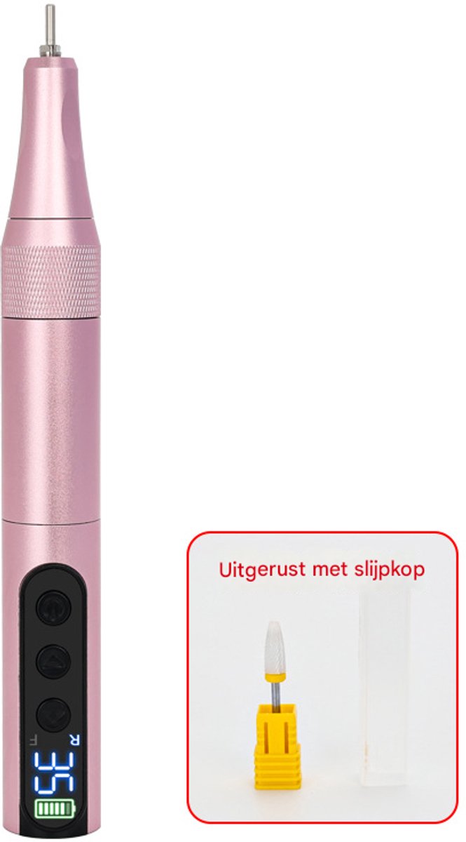 Professionele elektrische nagelboor, 35.000 tpm, UV-lampcombinatie, roze