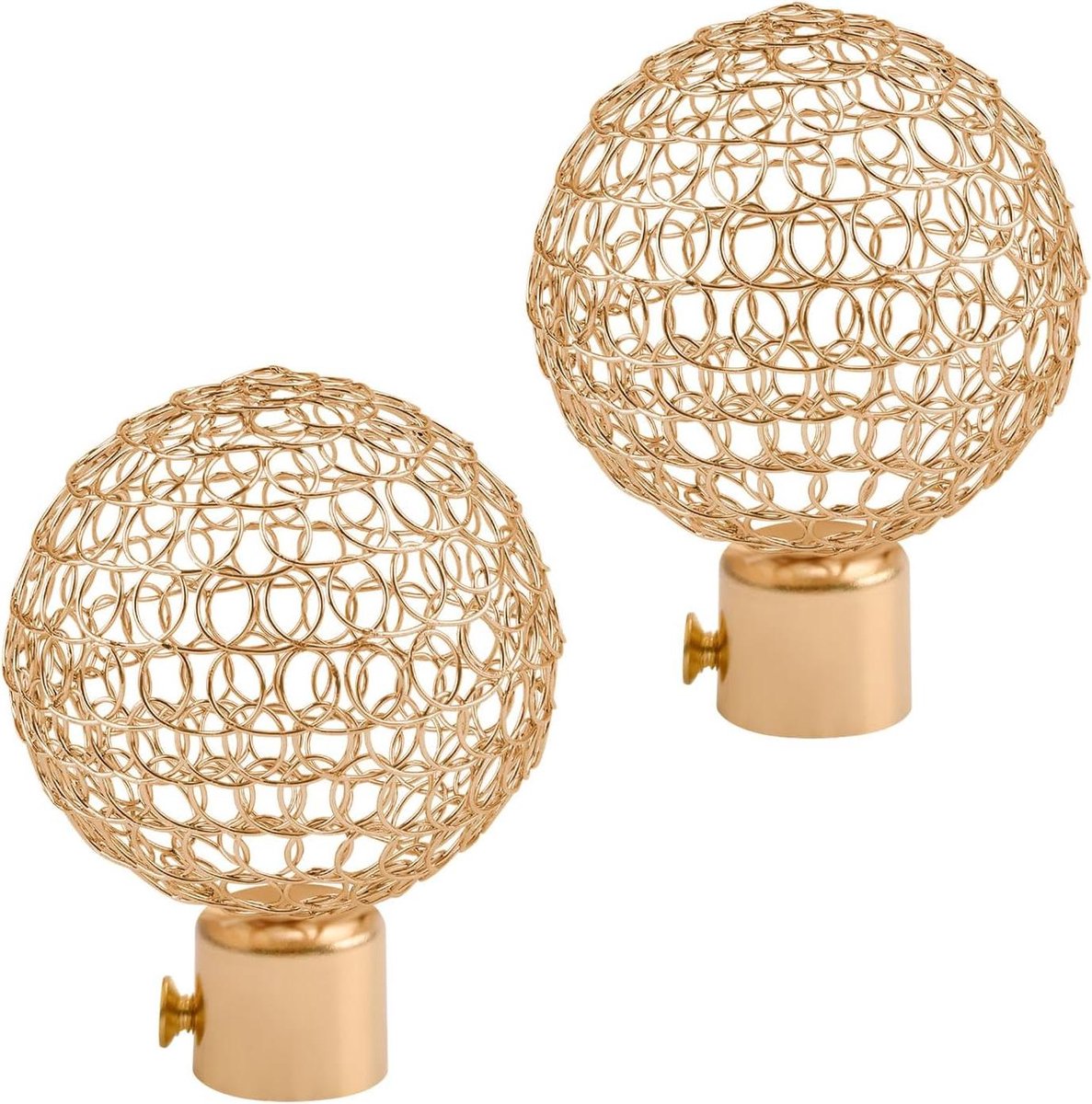Provento - Gouden eindstukken voor gordijnrail - Decoratieve metalen decoratie - 19 mm binnendiameter