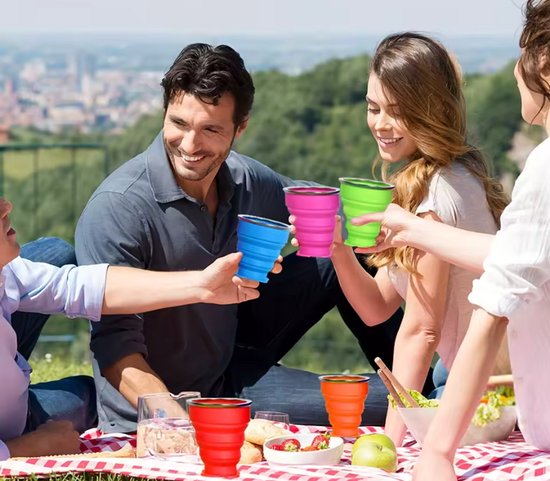 New Age Devi - Opvouwbare beker - Cup 200ML - Siliconen Cup - Camping-ser-vies - Geel - Duur-zaam - Milieu-bewust — afbeelding 4