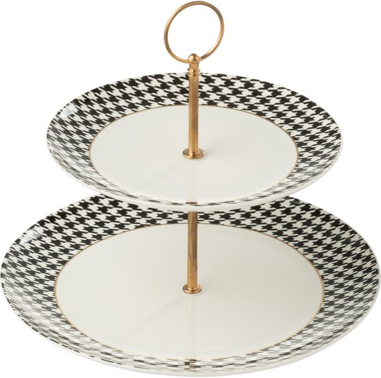 Clayre & Eef Etagère 2 laags 47x24x66 cm Wit Bruin Metaal