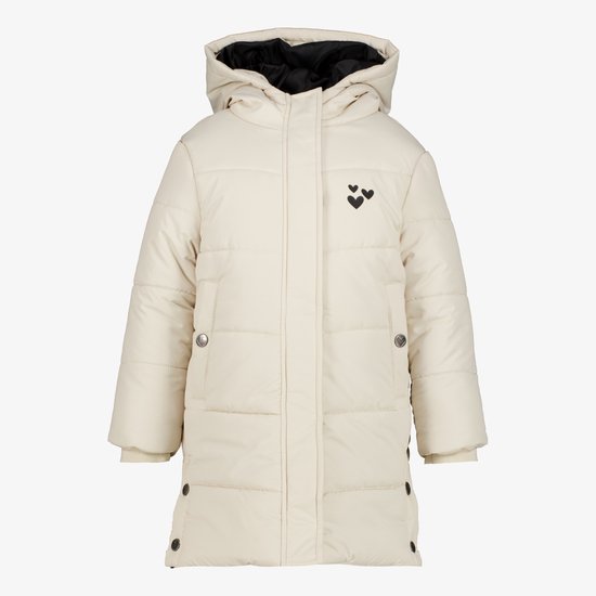 TwoDay lange winterjas gewatteerd lichtbeige - Maat 92 - Met capuchon - Ritssluiting
