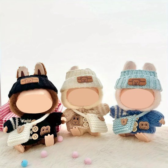 Lot De 3 Vêtements Mignons Pour Peluche Labubu 17 Cm – Tenues Adorables Et Colorées Pour Customiser Votre Doudou
