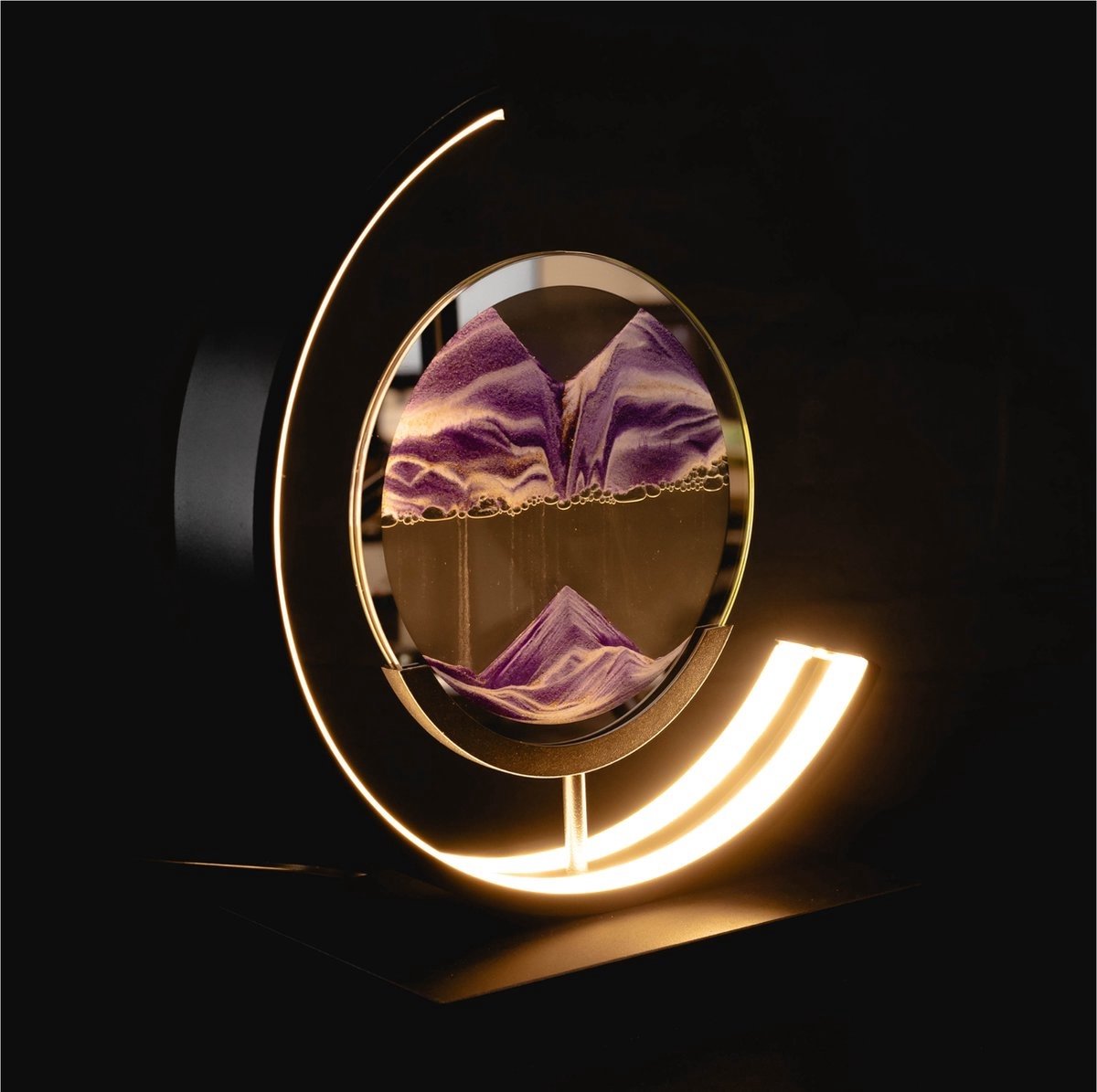 Luxus Europe - Quicksand Tafellamp Paars - Bewegende Zandkunst Tafellamp - LED Designlamp - 3 Lichtkleuren - Dimbaar - Afstandsbediening - Decoratieve Tafellamp