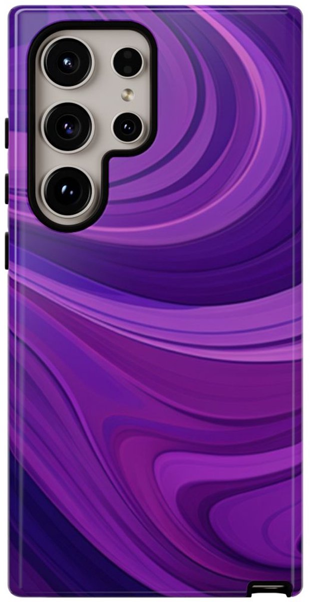 Paars Golvend Abstract Patroon – Telefoonhoesje Geschikt voor Samsung Galaxy S24 Ultra