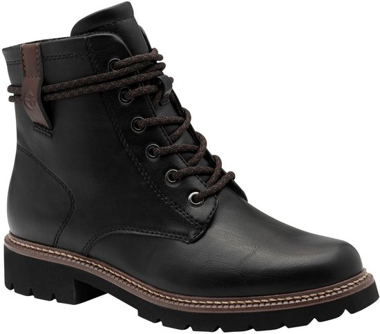 Tamaris Dames Lace Boot Flat 1-25216-45 enkellaarzen, zwart, 39 EU, zwart, 39 EU