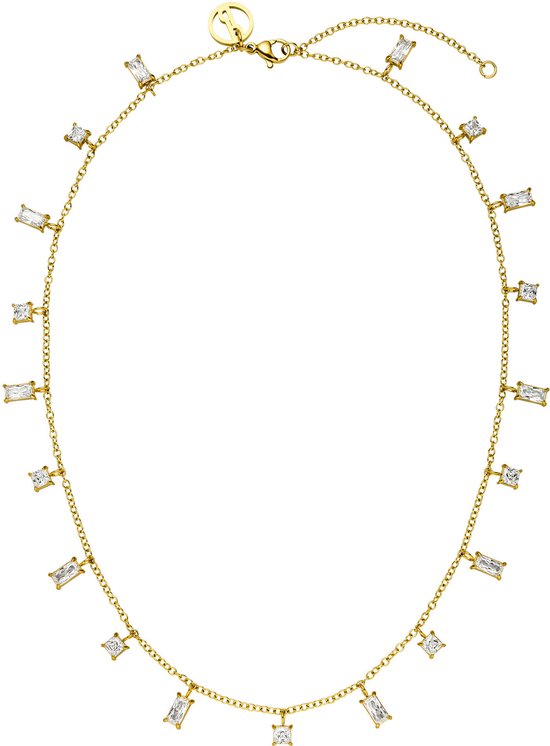 gold plated zilveren gourmet ketting met vijf bolletjes 42–45cm ZIC2714G