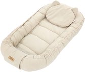 Soosie Babynestje – Katoen – Beige – 90×50 cm, Verstelbaar met Strikkoorden – Inclusief Kussentje – OEKO-TEX®, Anti-allergeen, Made in EU