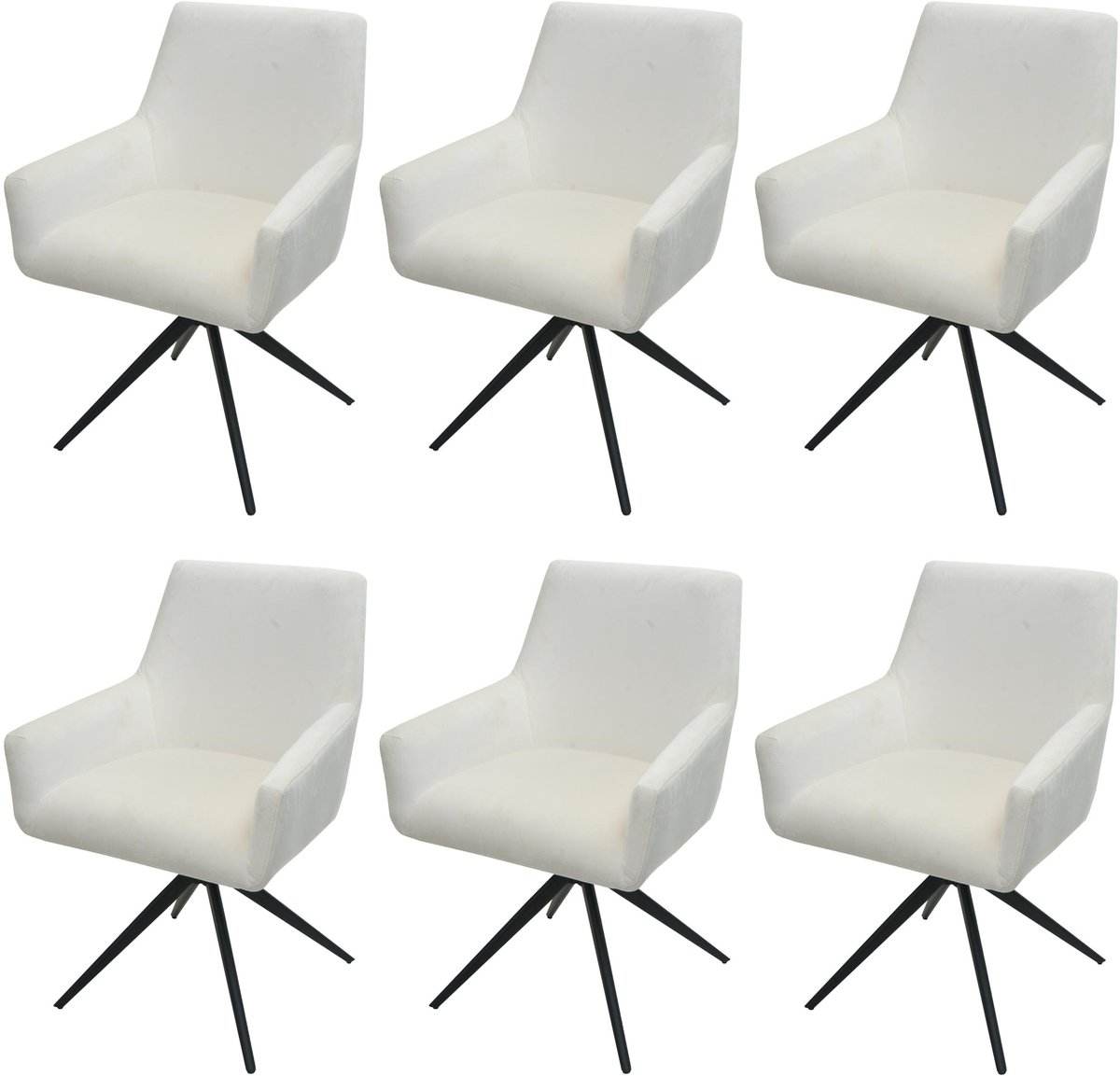 Set van 6 eetkamerstoelen MCW-L91, keukenstoel armleuning draaibaar auto positie stof MVG ~ crème-beige