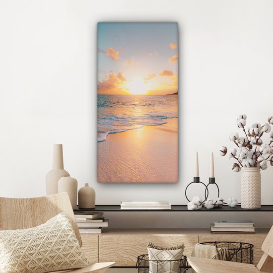 Peinture sur toile - Plage - Soleil - Nuages - Mer - Eté - Peintures sur toile - Toile - 40x80 cm - Décoration murale - Chambre