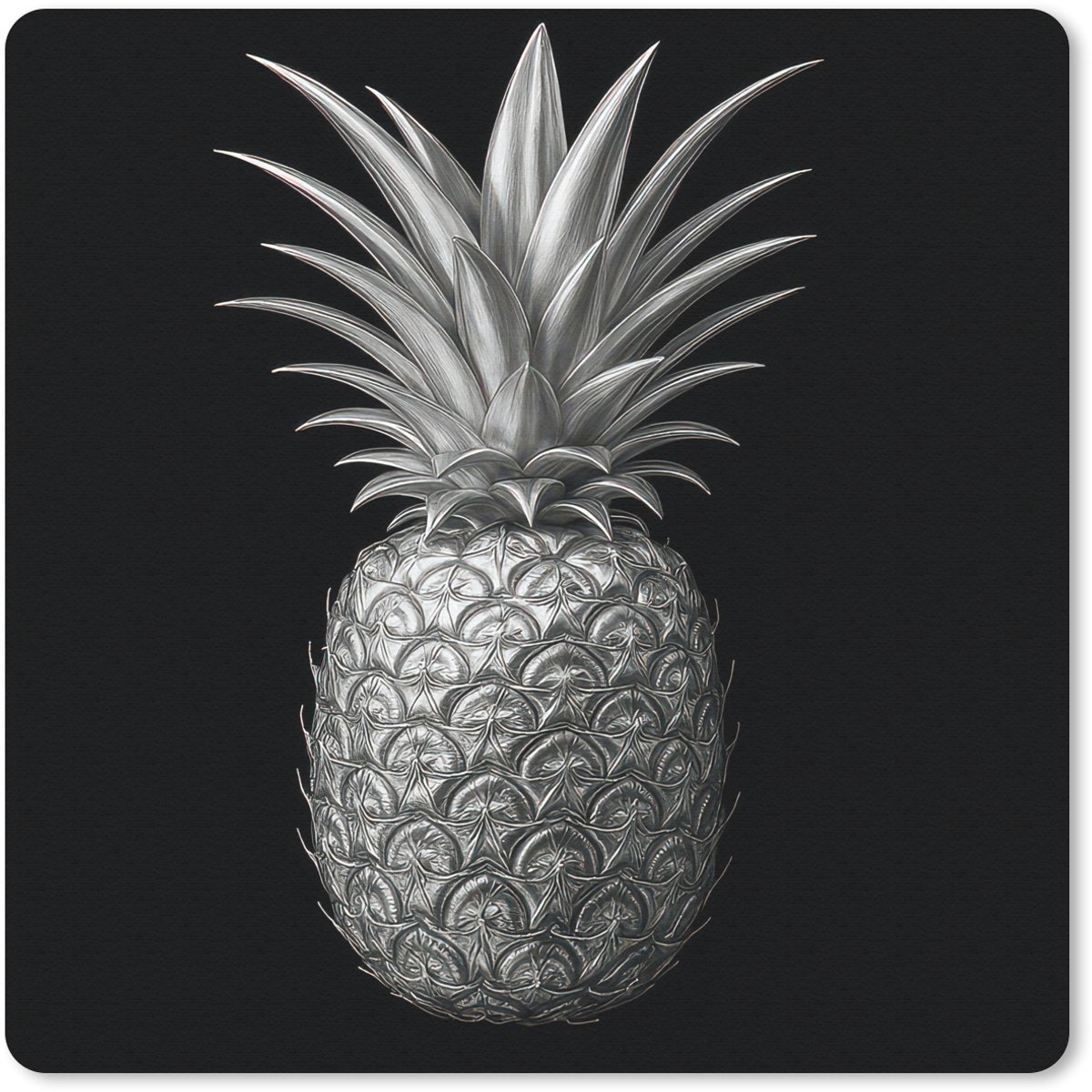 Muismat 20x20 cm - Mousepad Ananas - Gedetailleerd - Bladeren - Muismatten