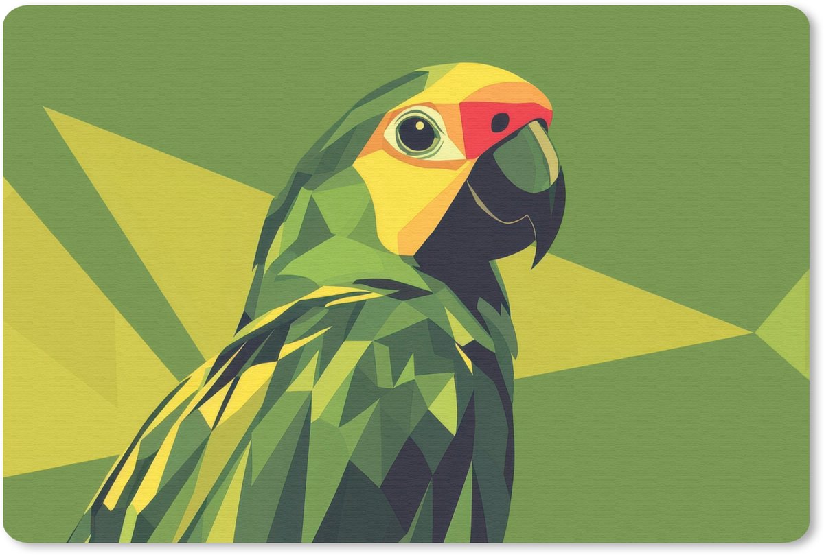 Muismat 27x18 cm - Mousepad Papegaai - Groen - Snavel - Abstract - Muismatten