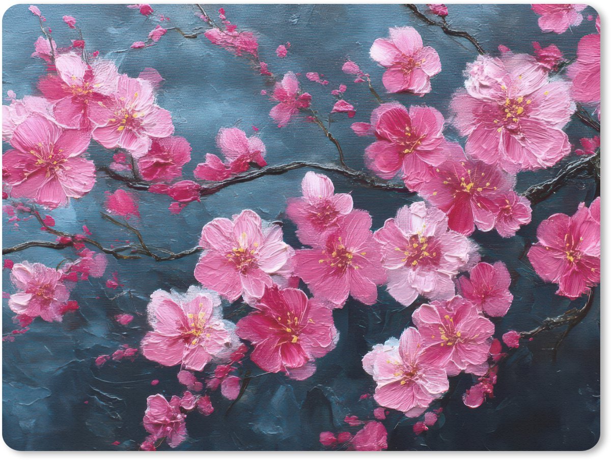 Muismat 23x19 cm - Mousepad Bloem - Bloesems - Roze - Abstract - Muismatten