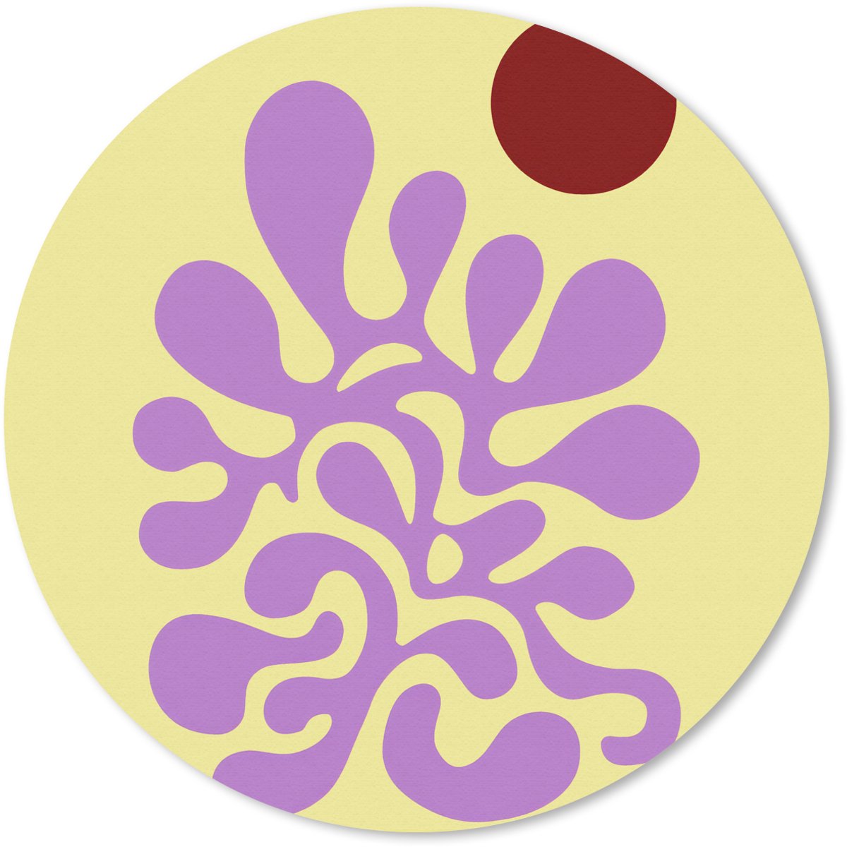 Muismat rond 40x40 cm - Mousepad Koraal - Cirkel - Abstract - Geel - Ronde muismatten