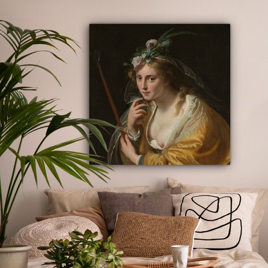 Tableau sur Toile Une Bergère - Peinture de Paulus Moreelse - 90x90 cm - Décoration murale