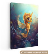 Tableau sur toile 80x120 cm - Décoration murale chambre d'enfant Hippocampe - Sous-marin - Animaux aquatiques - Océan - Décoration murale chambre bébé - Décoration chambre garçon et fille - Accessoires Bébé - Peintures