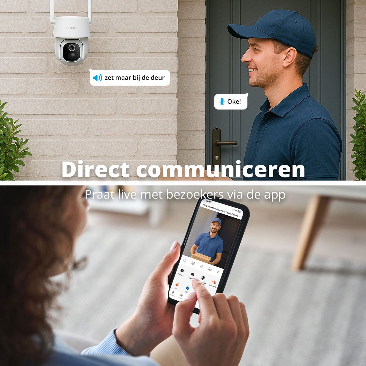 FlinQ Slimme Beveiligingscamera Dome Guard - Oplaadbaar via USB & Zonne Energie - Buiten camera met zonnepaneel - Bewakingscamera voor buiten - 2K HD - Nachtzicht - Pan & Tilt IP Camera – foto 2