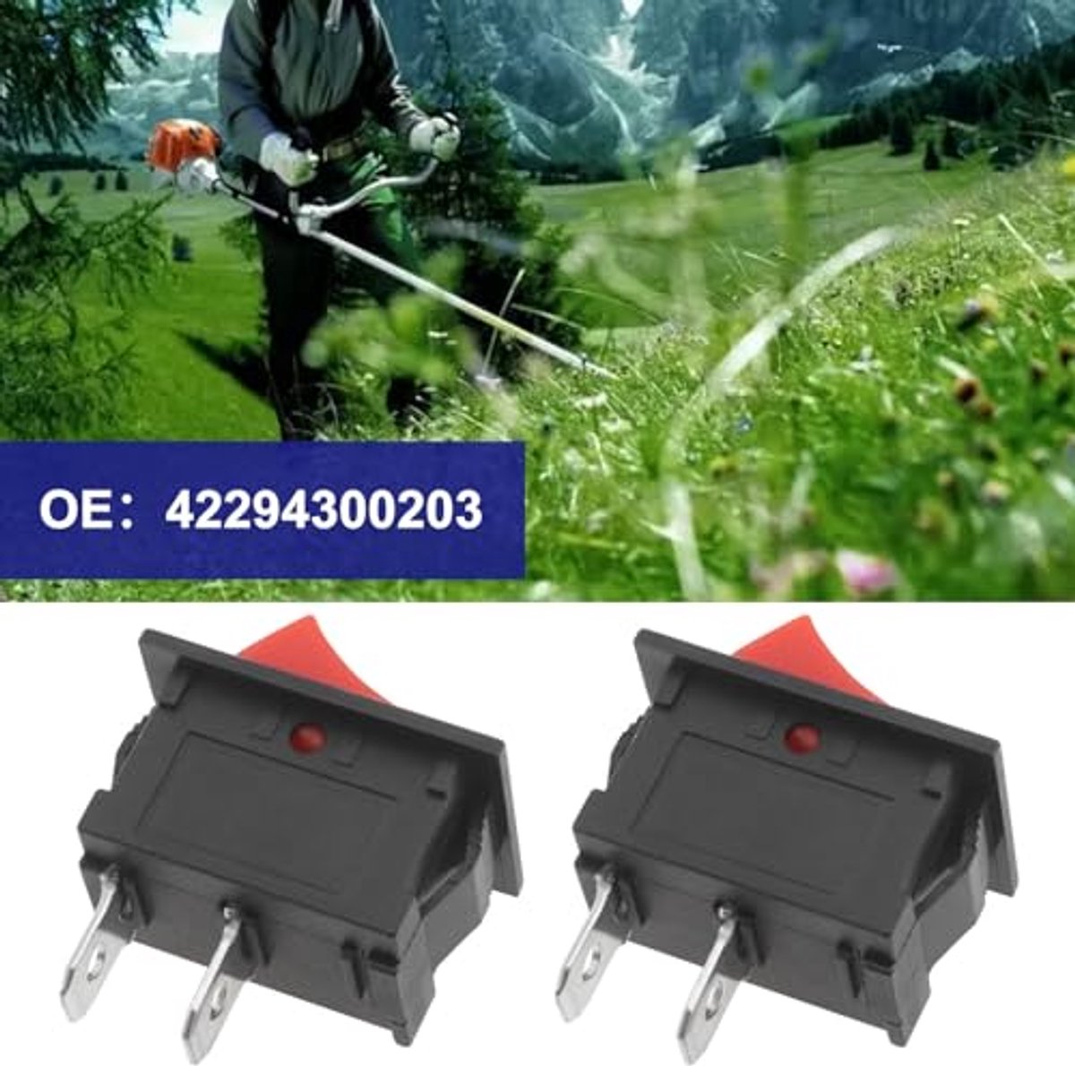 2pcs Circuit Trimmer Stop Switch 2 Pin On Off Switch 42294300203 Compatible with Stihl FS38 FS45 FS46 FS55 Lawn Mower Accessories